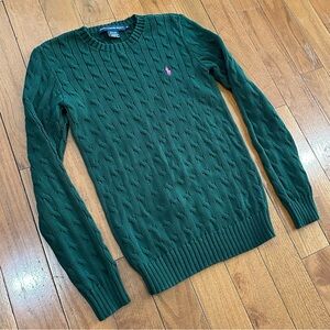 Vintage Women’s Ralph Lauren Sport Preppy Cotton Cable Knit Sweater Size Medium